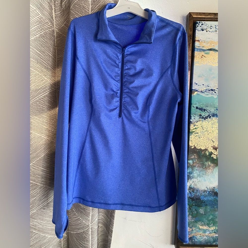 Z by Zella Top Long Sleeve Blue Front Zip Jacket Sz Large Athletic